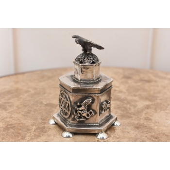 Srebrna Szkatuła - Cukiernica Basaminka - Srebro Rosja pr 84 - Orzeł